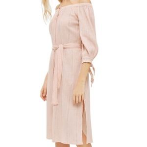 Topshop Pink Lurex Off The Shoulder Dress. Like new